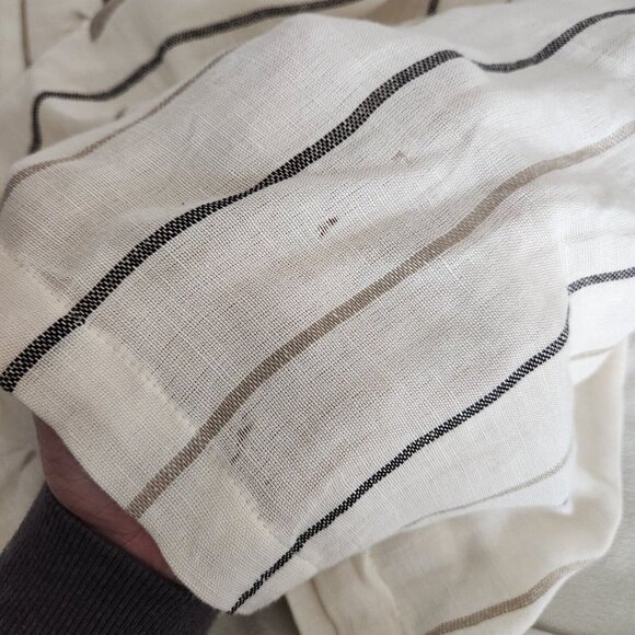 Lagenlook Jacket Linen Stripe Knit Top Avenue Minimalist Button Beige Earth 16 - Picture 11 of 16